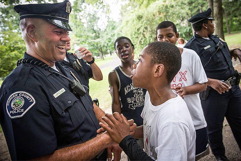 police officers helping the community